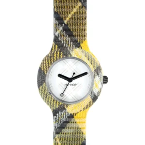 Hip Hop Watches – Orologio Unisex Tessuto Tartan Giallo/Grigio (mod.HWU0375-DE00427)