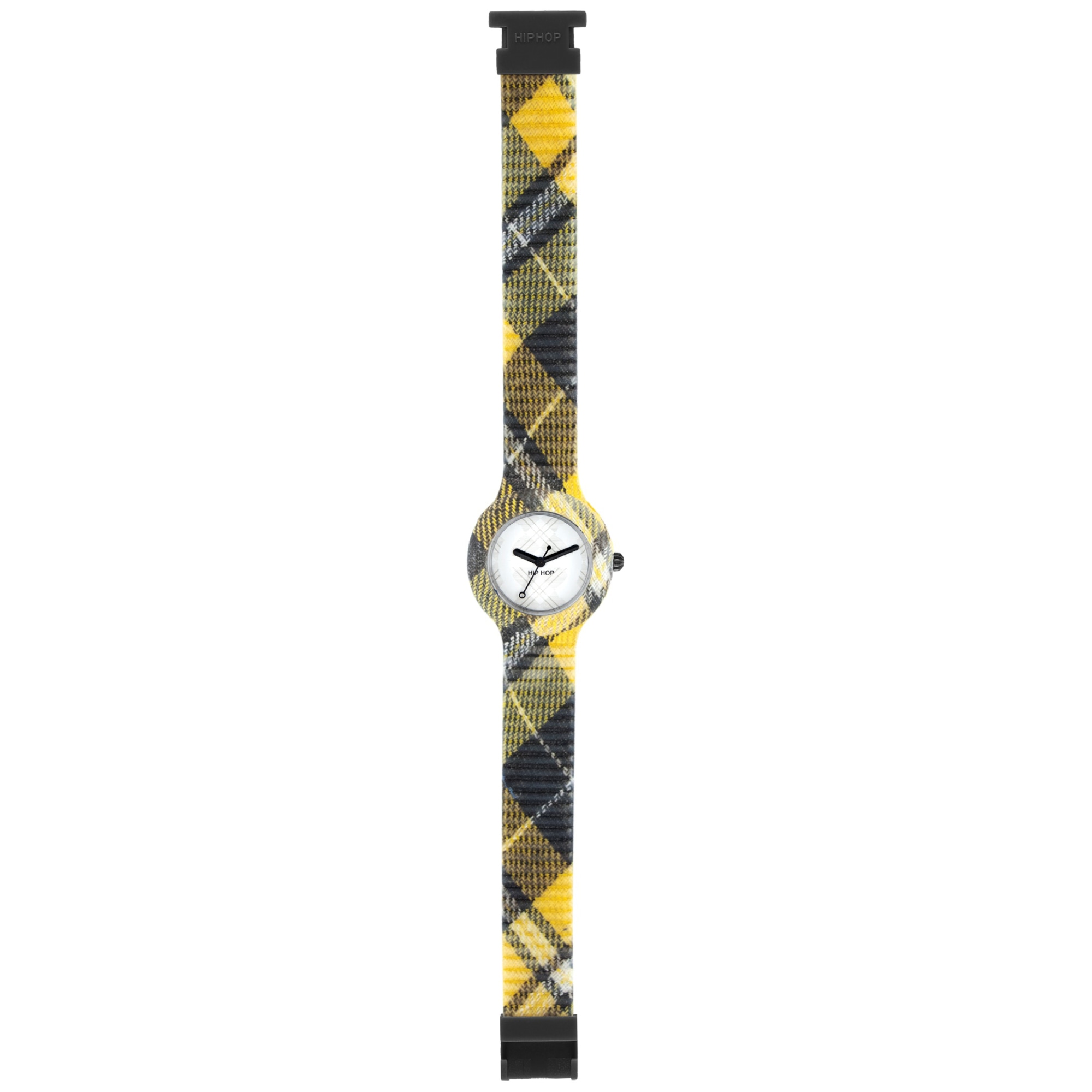 Hip Hop Watches – Orologio Unisex Tessuto Tartan Giallo/Grigio (mod.HWU0375-DE00427) - immagine 3