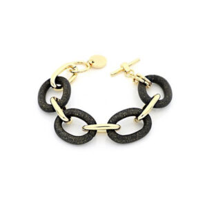 Bracciale Unoaerre Donna in Bronzo Dorato e Resina Nera (mod. 000EXB4615000-1762)