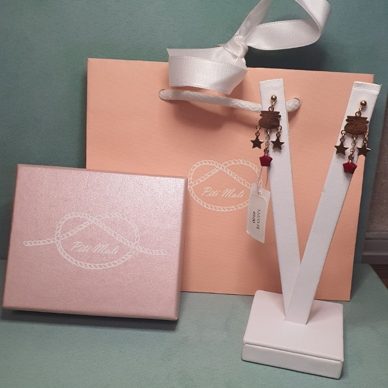 Orecchini Piti con Stelle e Ciondoli Rossi (mod. 122/O-FE) - immagine 2