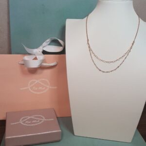 Collana Piti Mali con Cuoricini e Pietre Color Cenere Doppio Filo Oro Rosa (mod. 419/C-CE)