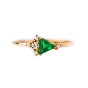 Anello Piti Mali Oro Rosa con Pietra Verde Triangolare e Zirconi (mod. 445/AN)
