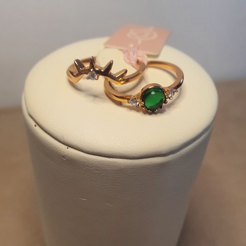 Anello Piti Mali Doppio Oro Rosa con Pietra Verde e Zirconi (mod. 451/AN) - immagine 2