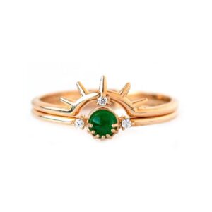 Anello Piti Mali Doppio Oro Rosa con Pietra Verde e Zirconi (mod. 451/AN)