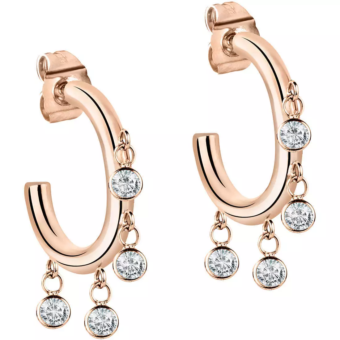 Orecchini Morellato Cerchi Oro Rosa con Pendenti in Zirconi (mod.8033288842002)