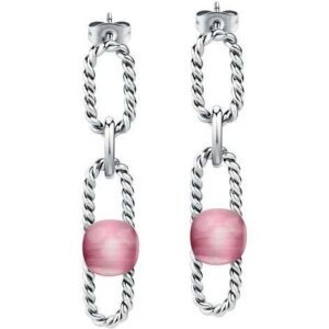 Orecchini Morellato Acciaio con Maglie e Sfera Rosa – Collezione Iconica Donna (mod.8033288913986)