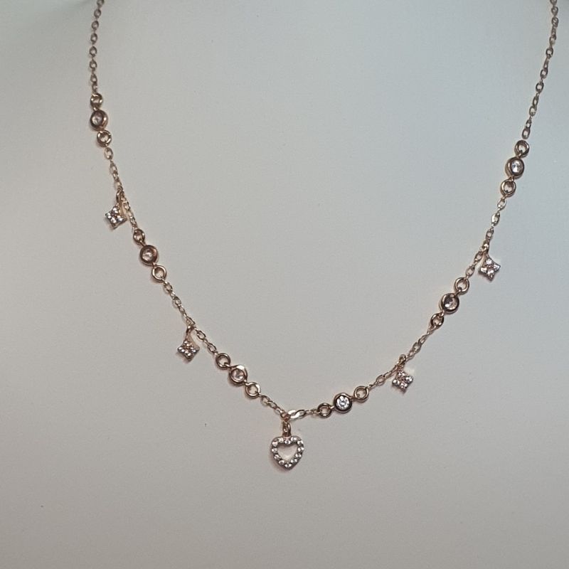 Collana Piti Mali Rosé con Cuore Pendente e Zirconi (mod. 856/C-AM) - immagine 2