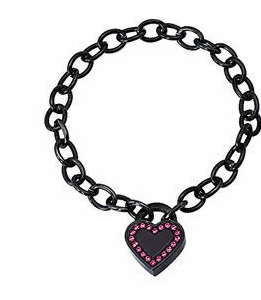 Bracciale 2Jewels in acciaio nero con pendente a cuore impreziosito da cristalli rosa (mod.231148)