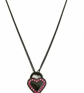 Collana 2Jewels in acciaio nero con pendente a cuore impreziosito da cristalli rosa (mod.251195)
