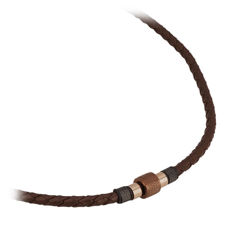 Collana 2Jewels da uomo in cuoio intrecciato marrone con chiusura magnetica (mod.251357)