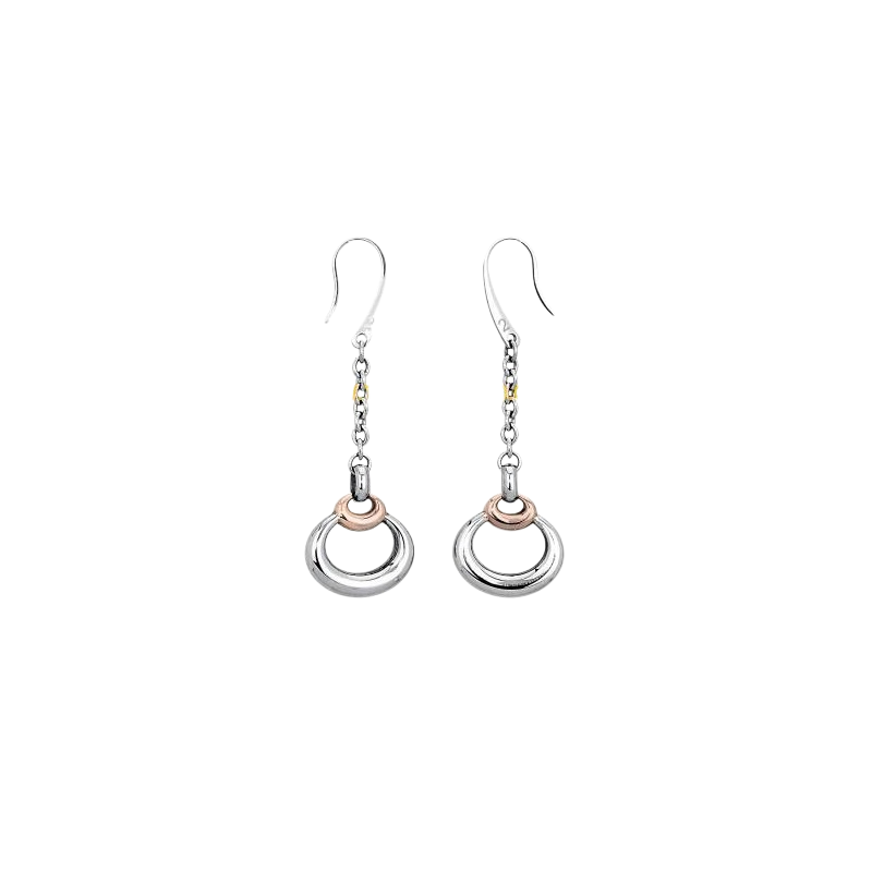 Orecchini 2Jewels Cerchio bicolore acciaio argento e oro rosa pendenti donna (mod.261126)