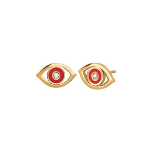 Orecchini 2Jewels Occhio portafortuna acciaio dorato con smalto rosso e cristallo (mod.261188)