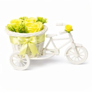 Bicicletta decorativa con rose gialle (mod. BIKE)